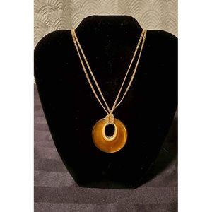 Light brand gold tone necklace by Lia Sophia, signed, round